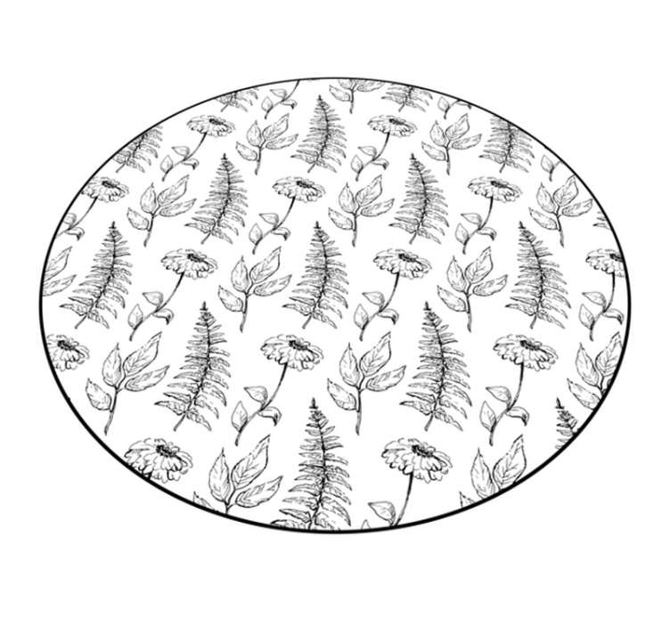 Alfombra vinílica flores Patrón de tulipanes blanco y negro - TenVinilo