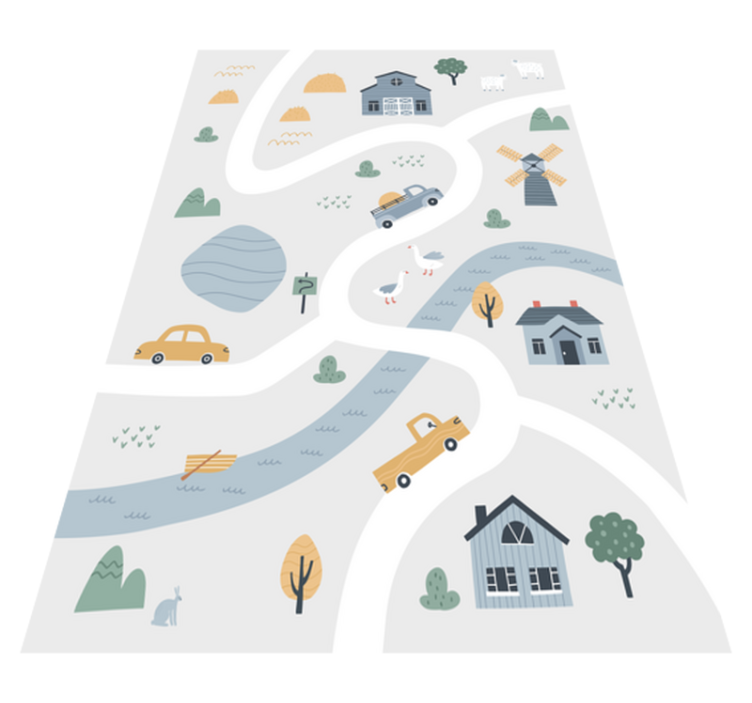 Alfombra vinílica carretera diseño de carretera lúdico - TenVinilo