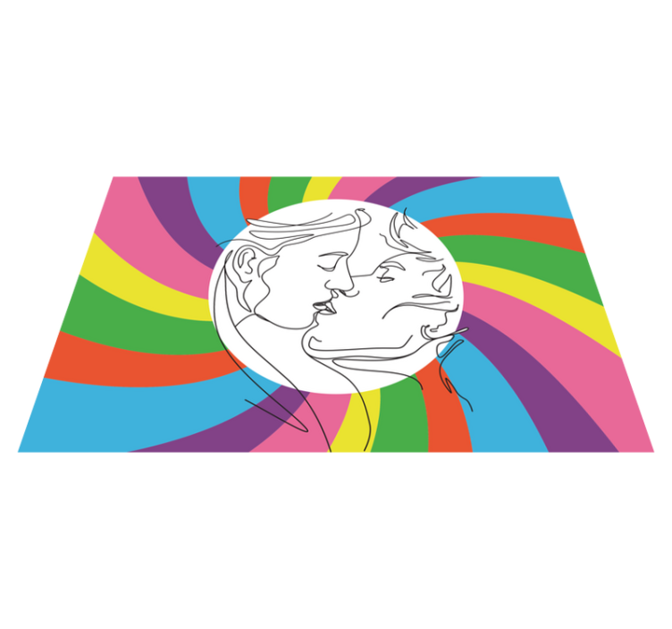 Alfombra vinílica infantil silueta de beso colorido - TenVinilo