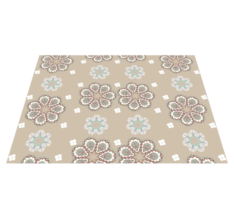 Alfombra vinílica beige flores granny chic - TenVinilo