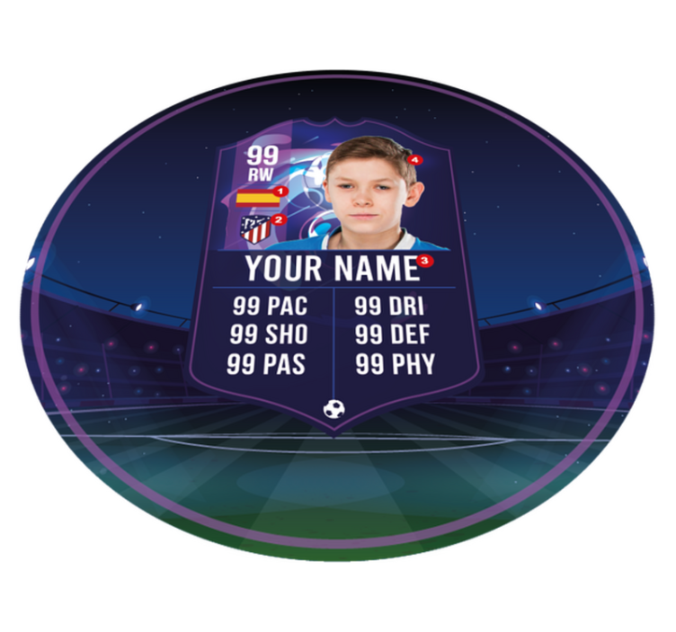 Alfombra de vinilo habitación juvenil tarjeta de jugador de fútbo - TenVinilo