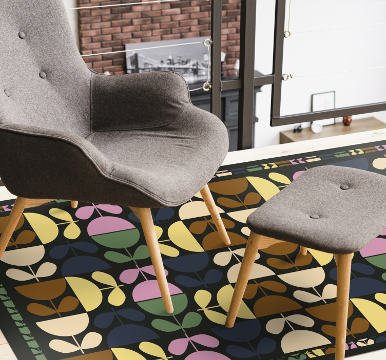 Alfombra vinílica hidráulica motivos de hojas vibrantes - TenVinilo