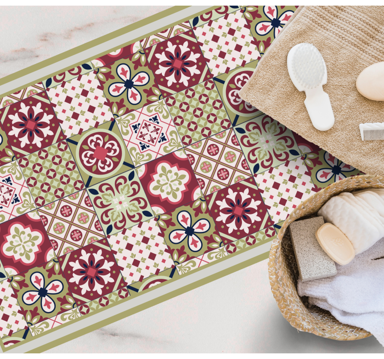 Alfombra vinílica baño motivos estampados coloridos - TenVinilo