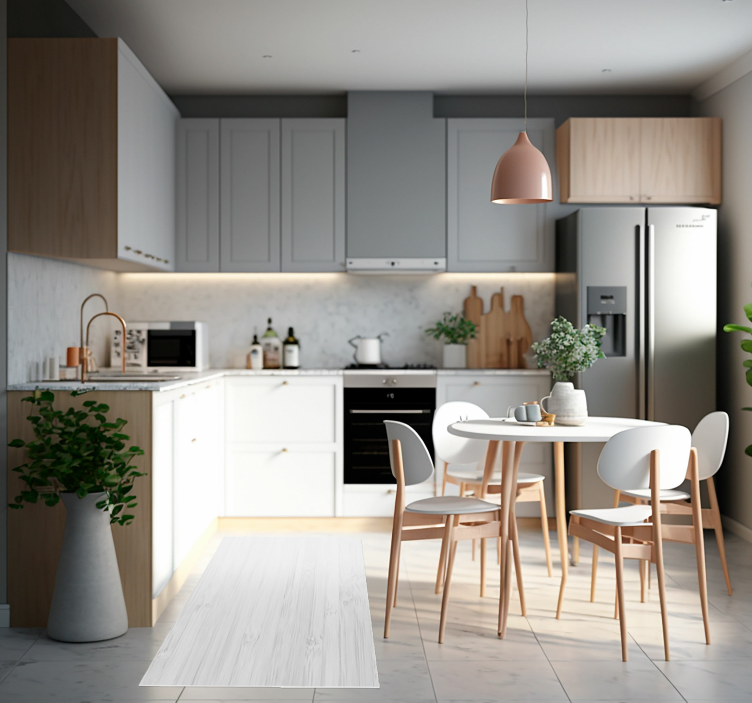 Alfombra vinilo cocina madera blanca - TenVinilo