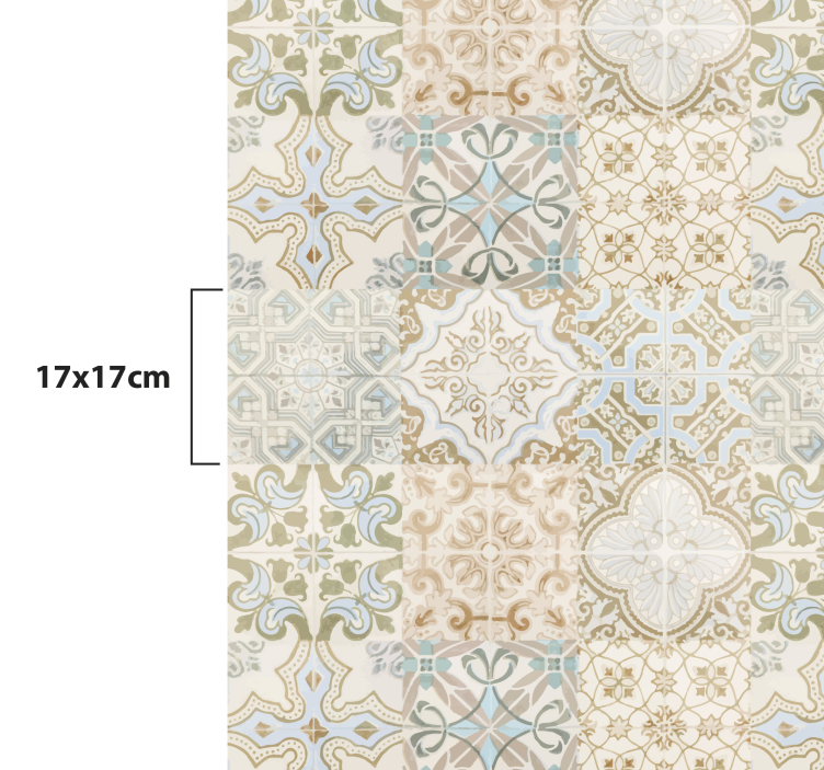 Alfombra vinílica mosaico elaborada disposición de azulejos - TenVinilo