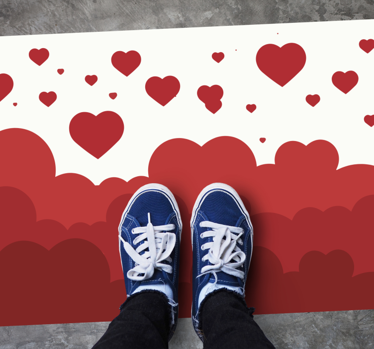 Alfombra vinílica dormitorio patrón de corazones - TenVinilo