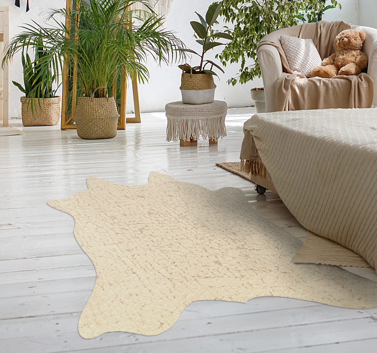 Alfombra vinílica animal print vaca beige - TenVinilo