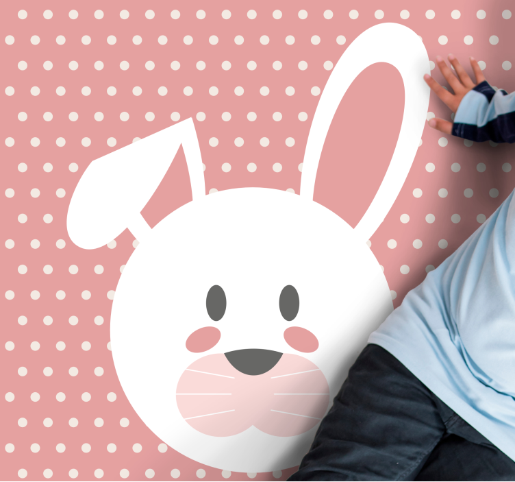 Alfombra vinílica bebé Conejo blanco fondo rosa - TenVinilo