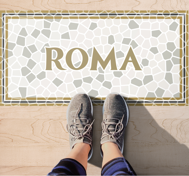 Alfombra vinílica con frase Mosaico romano roma - TenVinilo