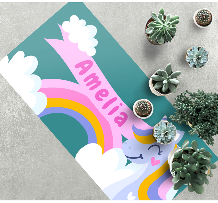 Alfombra vinílica con nombre Nombre de princesa con unicornio - TenVinilo