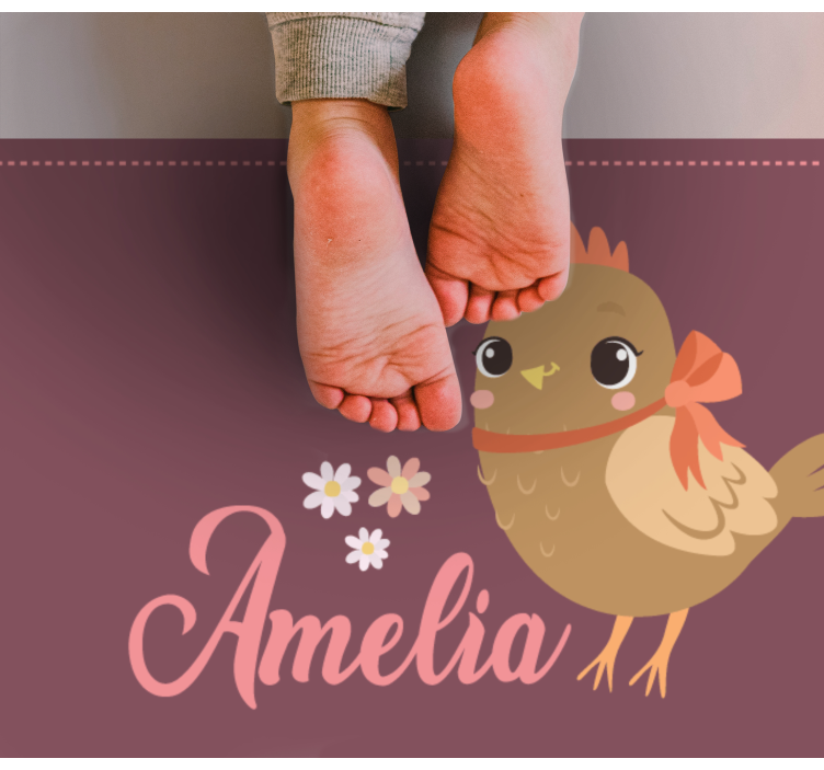 Alfombra vinílica con nombre Pollito con cinta y nombre - TenVinilo