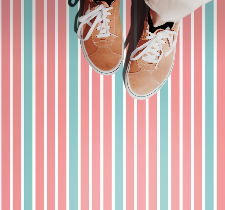 Alfombra vinilo cuadrada Tres líneas rosadas y azules - TenVinilo