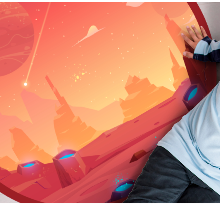 Alfombra vinílica de estrellas lugar de dibujos animados rojo y a - TenVinilo