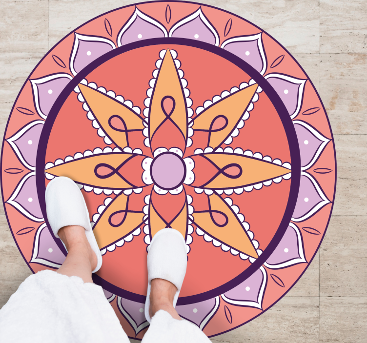 Alfombra vinílica mandala Pétalos de mandala de colores pastel - TenVinilo