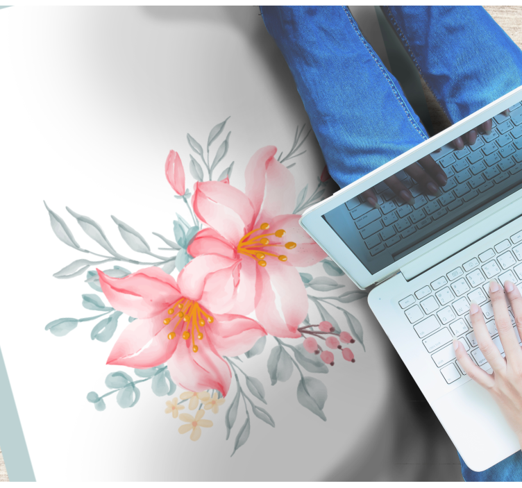 Alfombra vinilo recibidor Dos lirios rosados - TenVinilo