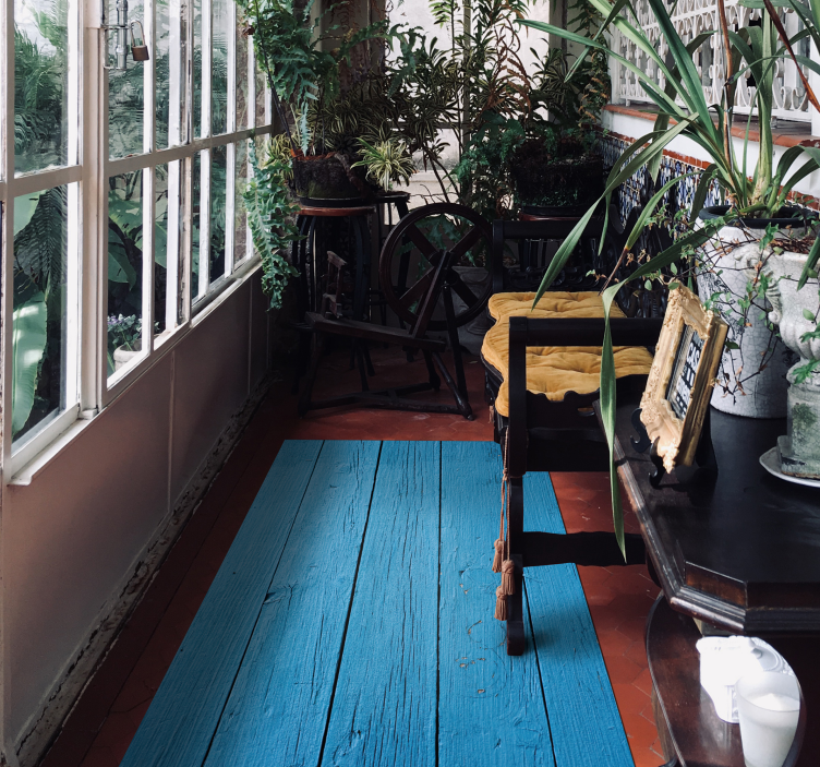 Alfombra vinílica textura madera Patrón de madera azul oscuro - TenVinilo