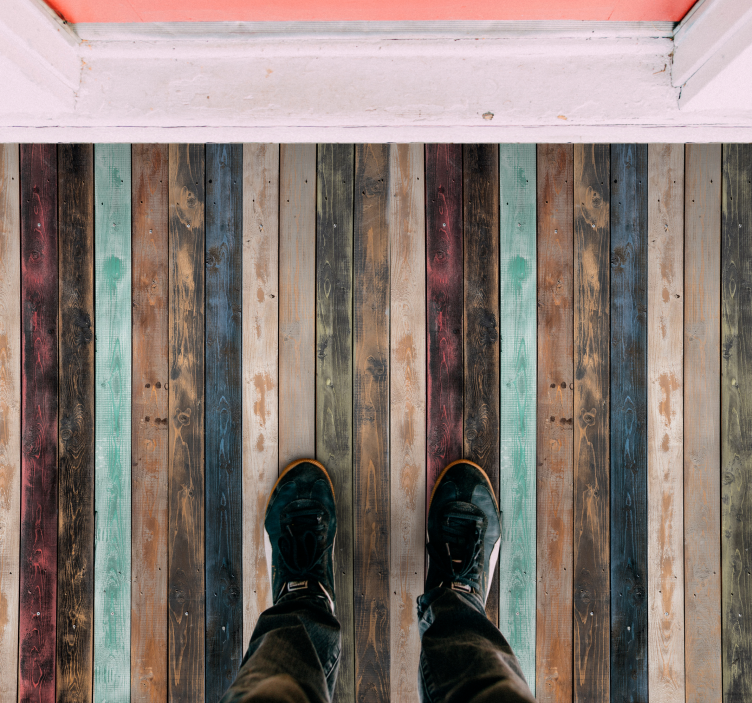 Alfombra vinílica textura madera Tablones verticales de colores - TenVinilo