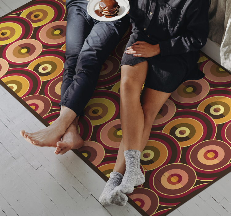 Alfombra vinílica 70s pop viejos círculos - TenVinilo