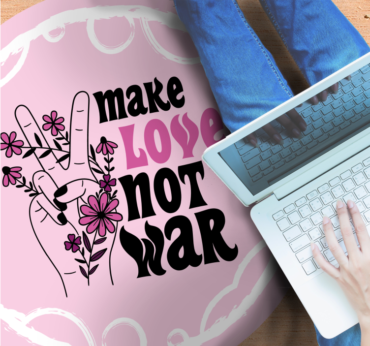 Alfombra vinílica vintage Hacer el amor cita en signo de paz - TenVinilo