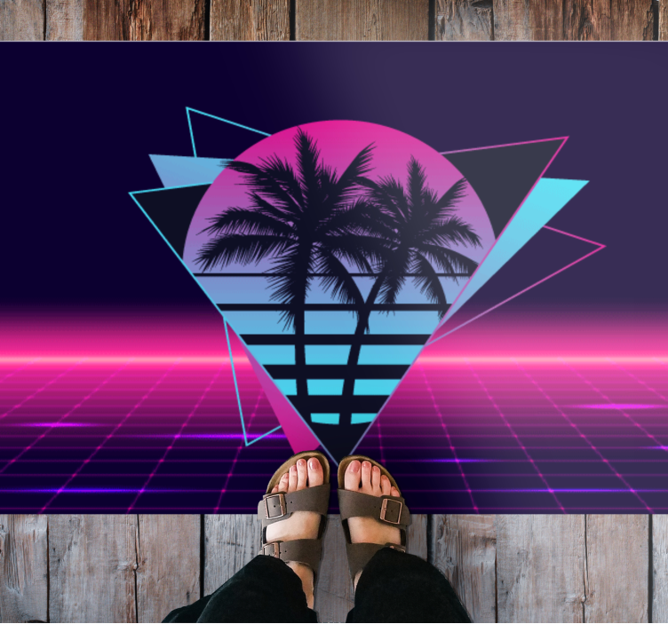 Alfombra vinílica vintage Palmera estilo vaporwave - TenVinilo