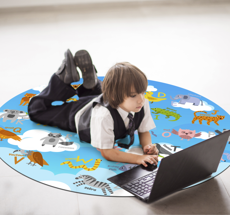 Alfombra vinílica redonda abecedario inglés - TenVinilo