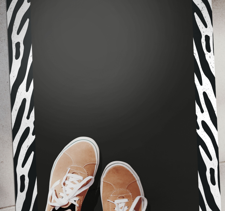 Alfombra vinílica animal print cebra monocromática - TenVinilo