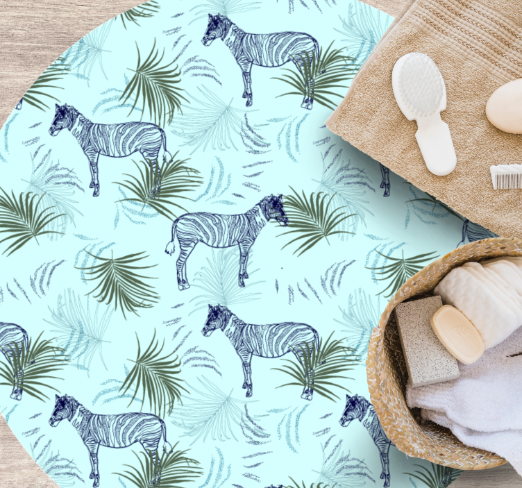 Alfombra vinílica animales cebra y hojas - TenVinilo