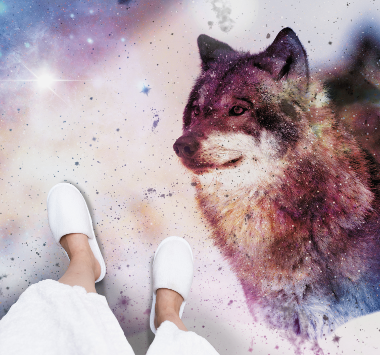 Alfombra vinílica animales imagen del lobo cósmico - TenVinilo