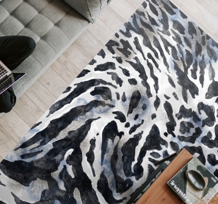 Alfombra vinílica animal print salvaje blanco y negro - TenVinilo