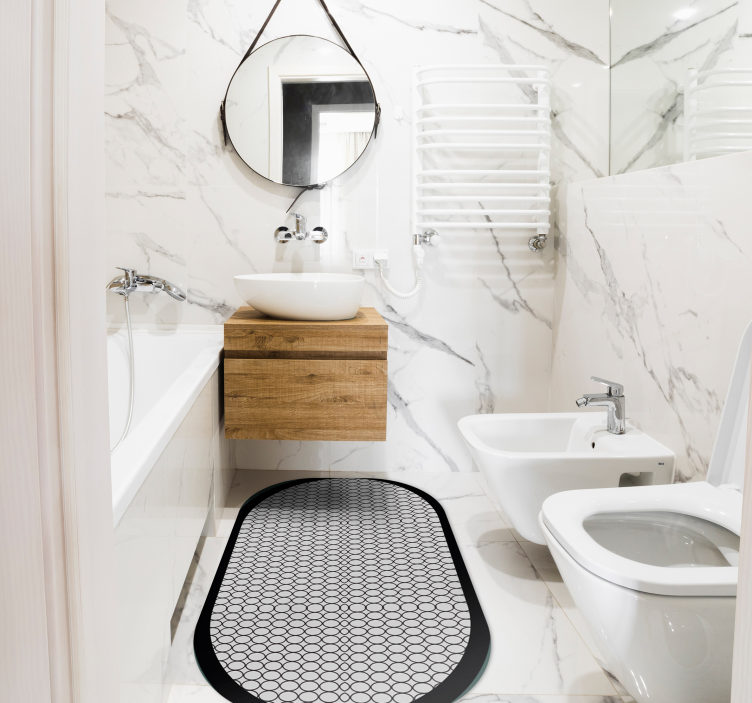Alfombra vinílica baño ovalada gris - TenVinilo