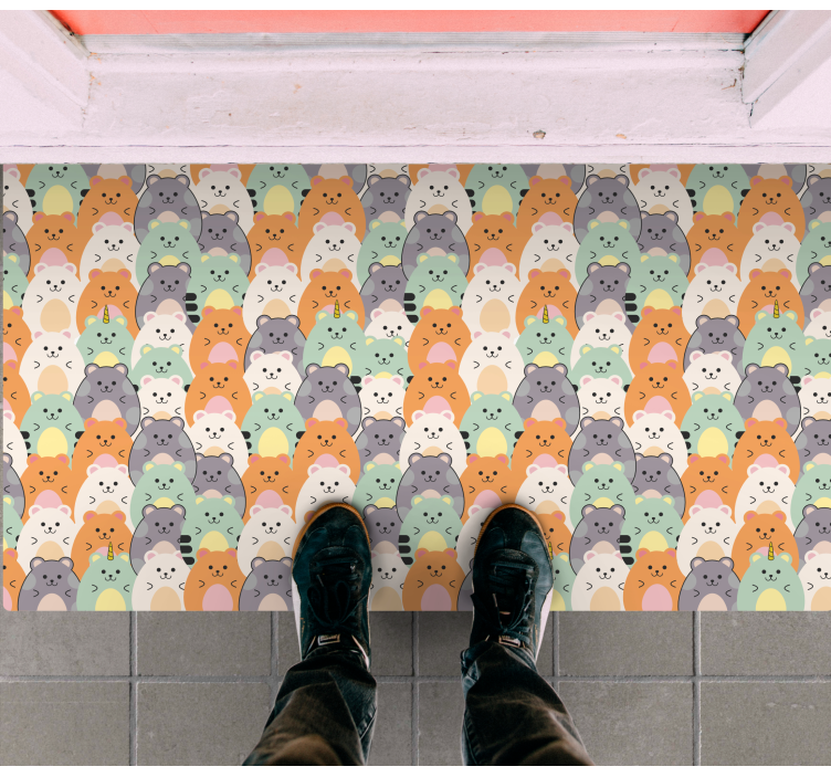 Alfombra vinílica recibidor expresiones animales adorables - TenVinilo