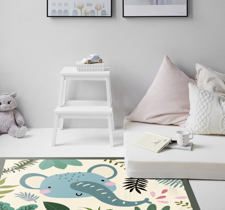 Alfombra vinílica bebé ilustración de elefante - TenVinilo