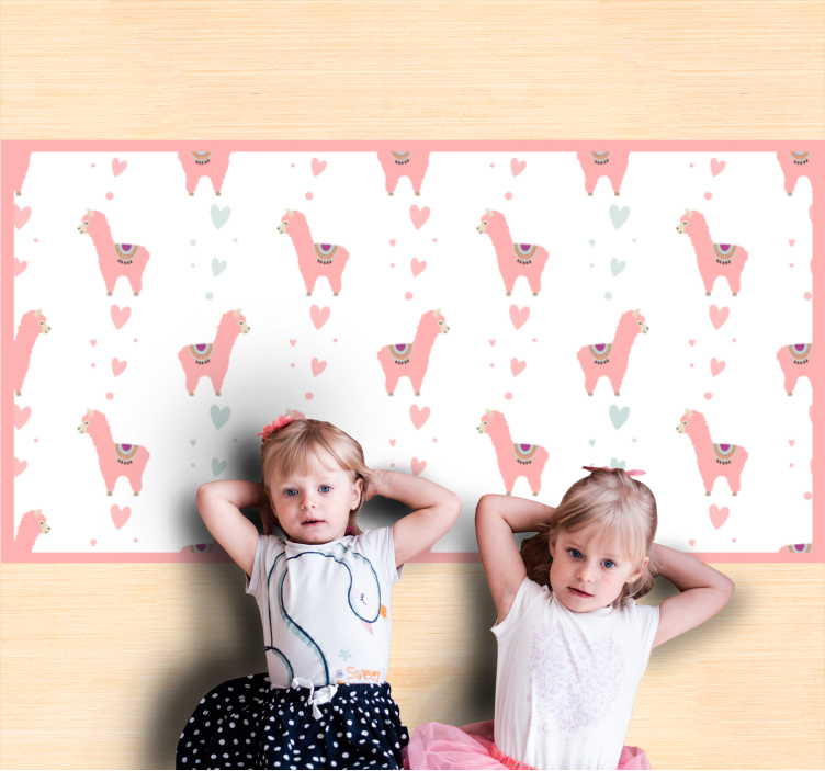 Alfombra vinílica bebé patrón de amor de llama - TenVinilo