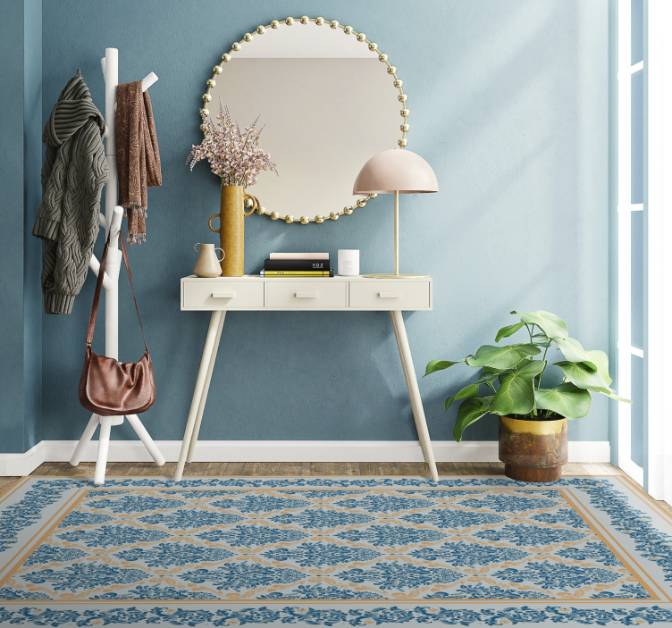 Alfombra vinílica recibidor elegante barroco floral - TenVinilo