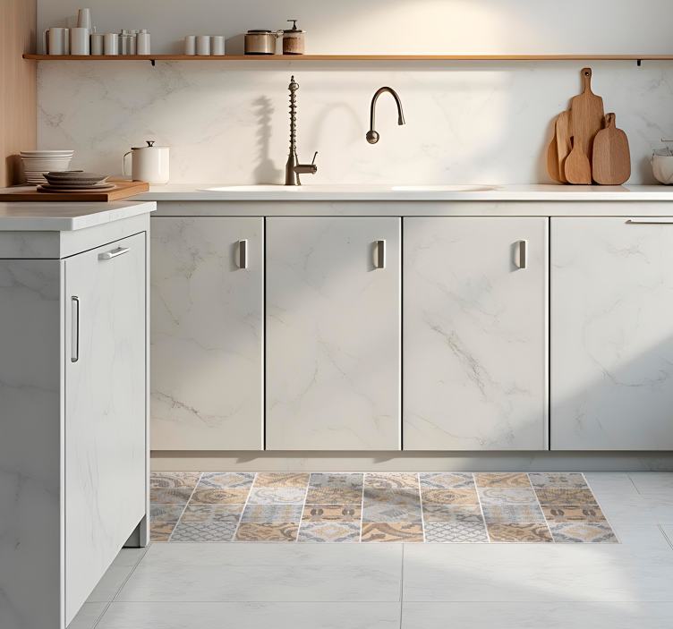 Alfombra vinílica cocina cemento arancioni - TenVinilo