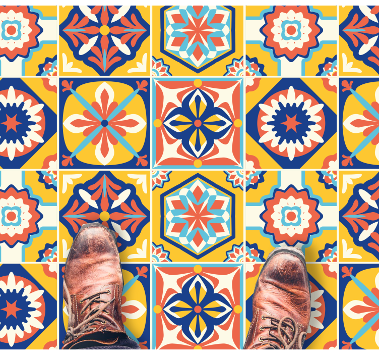 Alfombra vinilo cocina Colores de tonos cálidos - TenVinilo