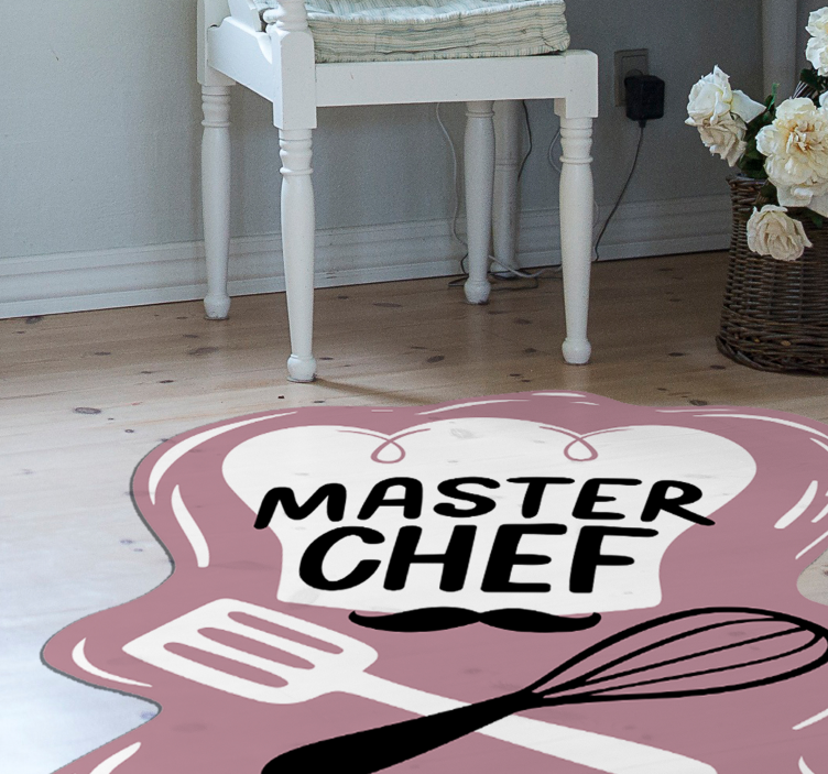 Alfombra vinílica cocina emblema del maestro chef - TenVinilo