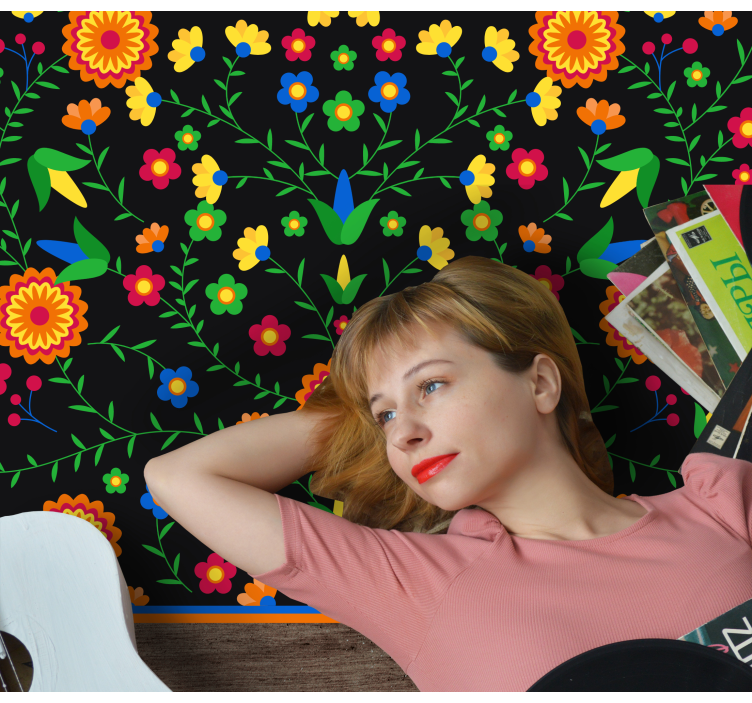 Alfombra vinilo cocina Patrón de flores de colores - TenVinilo