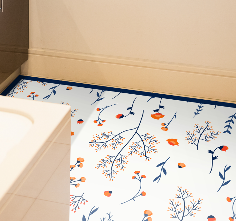 Alfombra vinilo cocina Patrón de flores silvestres - TenVinilo