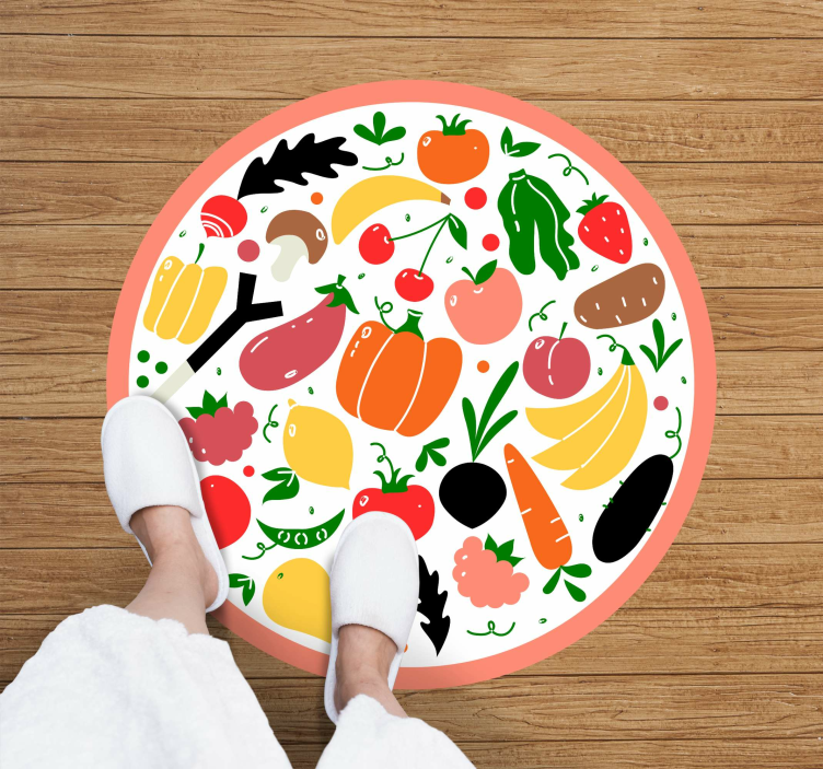 Alfombra vinílica cocina patrón frutas colores - TenVinilo