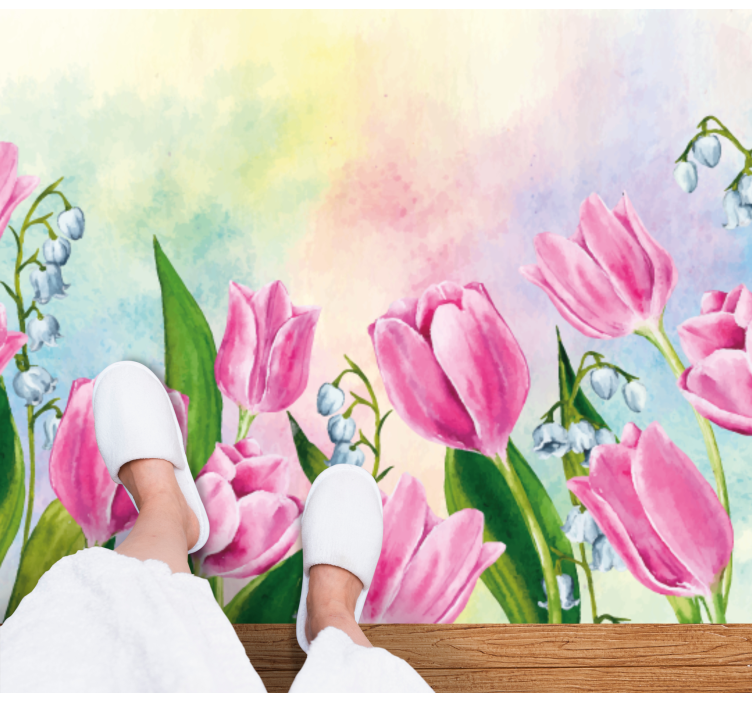 Alfombra vinilo cocina Pintura de tulipán - TenVinilo