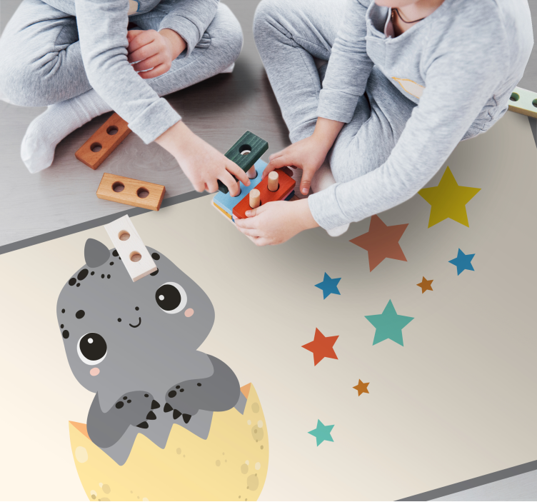 Aflombra vinílica animales Dinosaurio bebé gris - TenVinilo