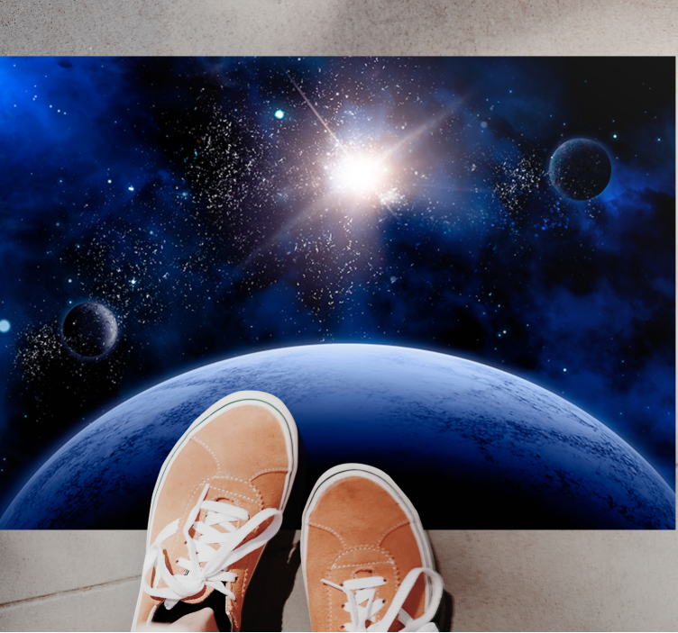 Alfombra vinílica infantil escena estrellada cósmica - TenVinilo