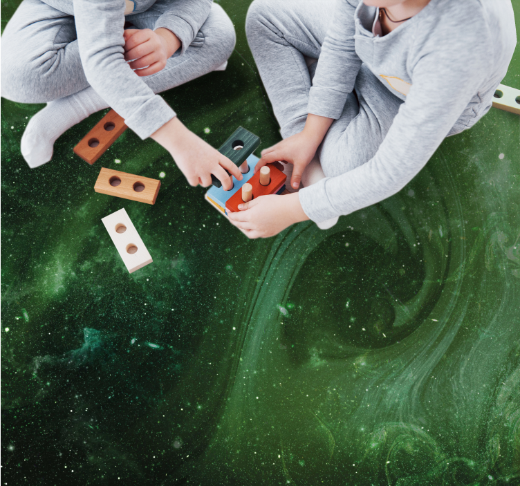 Alfombra vinílica de estrellas remolino verde cósmico - TenVinilo