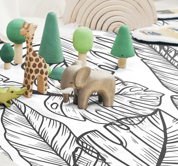 Alfombra vinílica bebé tema de jungla frondosa - TenVinilo