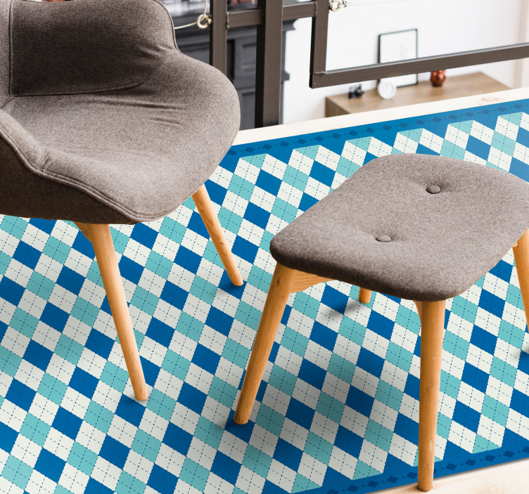 Alfombra de vinilo geométrica Rombos azules - TenVinilo