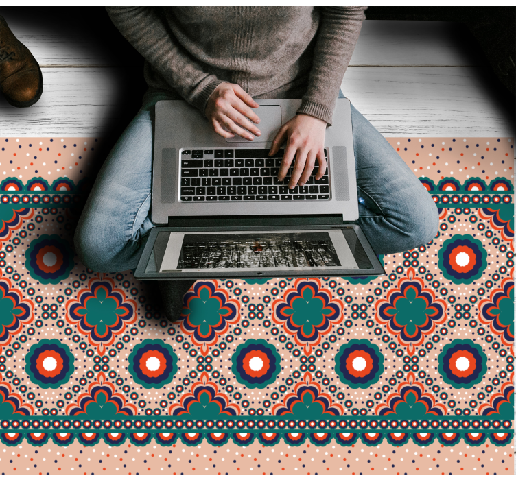 Alfombra vinílica étnica motivo floral llamativo - TenVinilo