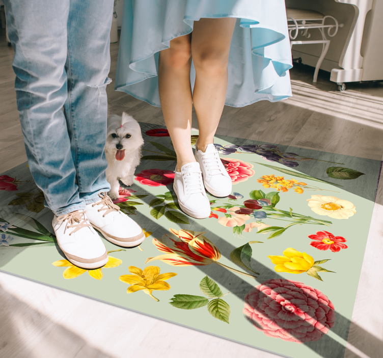 Alfombra vinílica flores colección botánica floral - TenVinilo