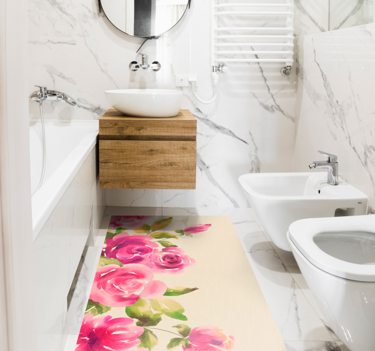 Alfombra vinílica flores diseño floral rosa - TenVinilo