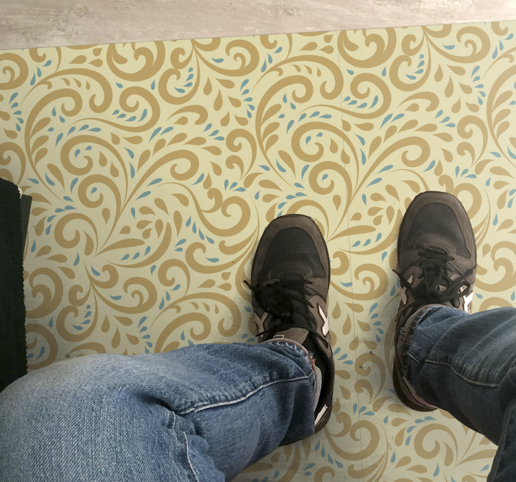 Alfombra vinílica flores elemento de remolino botánico - TenVinilo